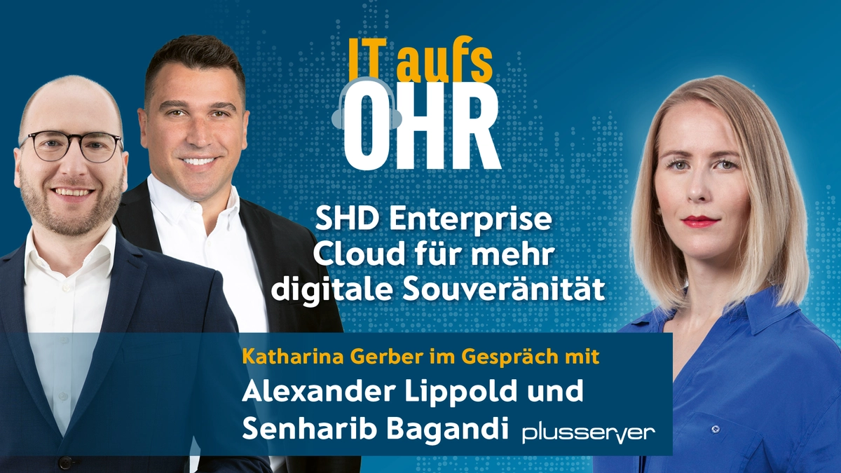 Teaser für die Podcast-Folge zur SHD Enterprise Cloud mit Experten von SHD und plusserver