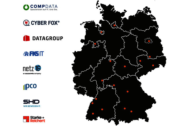 Deutschlandkarte zeigt, dass die Mitglieder des DIRT. inklusive SHD das gesamte Land mit Incident Response unterstützen.