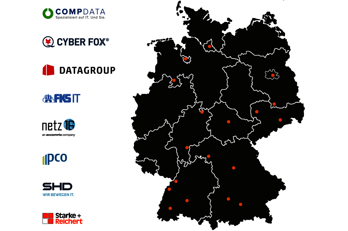 Deutschlandkarte zeigt, dass die Mitglieder des DIRT. inklusive SHD das gesamte Land mit Incident Response unterstützen.