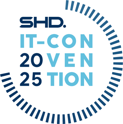 SHD präsentiert die IT-CONVENTION 2025 mit einem modernen, grafischen Logo zur Förderung von IT-Dienstleistungen.