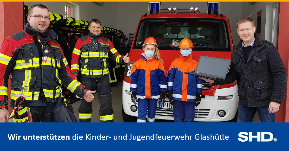 Übergabe einer SHD Notebook-Spende an die Kinder- und Jugendfeuerwehr Glashütte