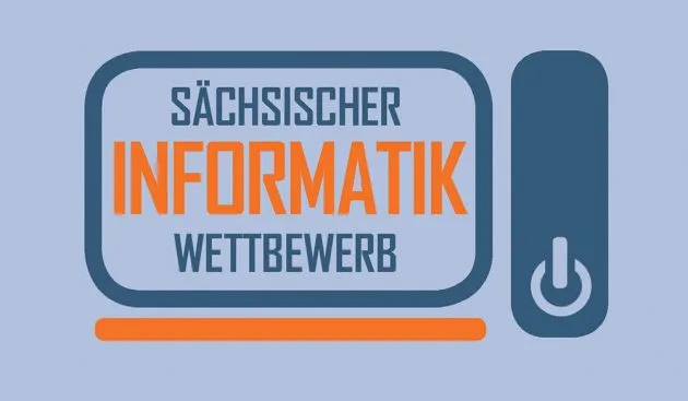 Stilisierter Computer-Bildschirm mit dem Schriftzug "Sächsischer Informatik Wettbewerb"