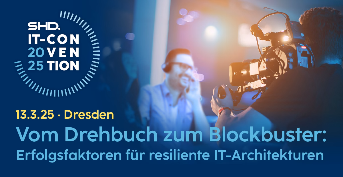 Professionelle Kamera filmt ein Event, das von SHD zur IT-Architektur präsentiert wird.