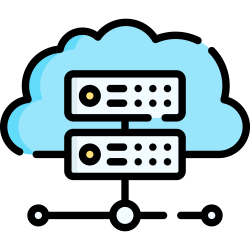 Icon eines Servers innerhalb einer Wolke, der eine Cloud-Umgebung symbolisiert
