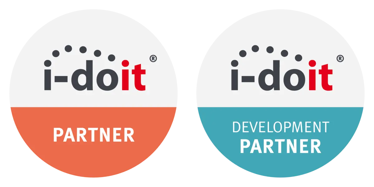 Zwei farbige Logos weisen SHD als Partner und Development-Partner von i-doit aus