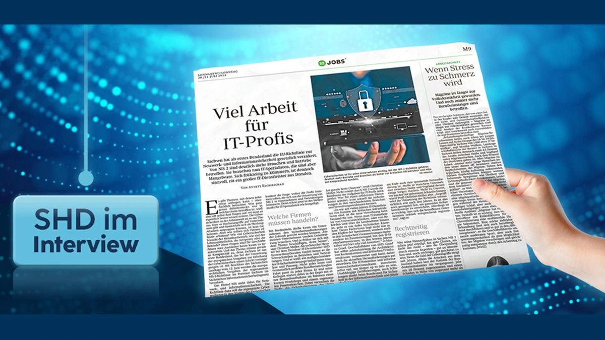 Zeitungsartikel über IT-Jobmöglichkeiten, präsentiert von SHD, um Fachkräfte zu gewinnen und informieren.