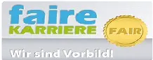 Siegel für eine faire Karriere mit dem Hinweis "Wir sind Vorbild"