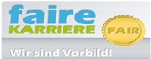 Siegel für eine faire Karriere mit dem Hinweis "Wir sind Vorbild"