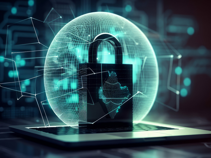 Schloss schützt Daten auf einem Laptop in einem modernen, digitalen IT-Umfeld von SHD.