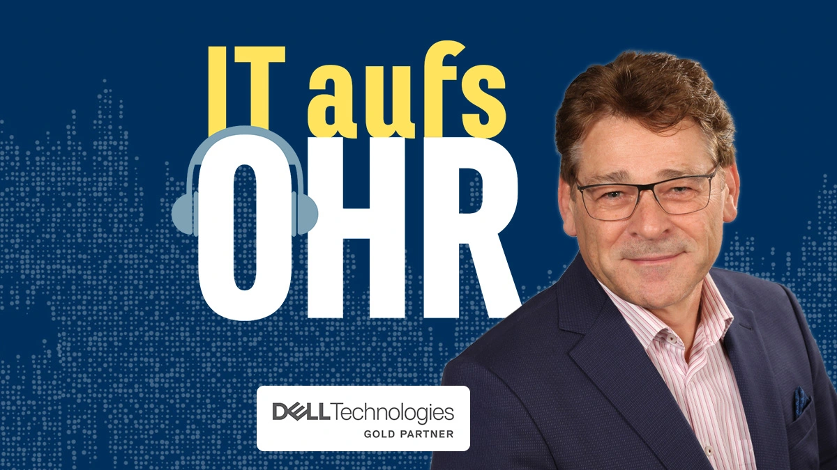 Teaser für eine Podcast-Folge von "IT aufs Ohr" mit einem KI-Experten von DELL Technologies