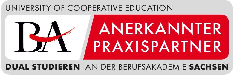 Logo, das SHD als anerkannten Partner für dual Studierende an der Berufsakademie Sachsen auszeichnet