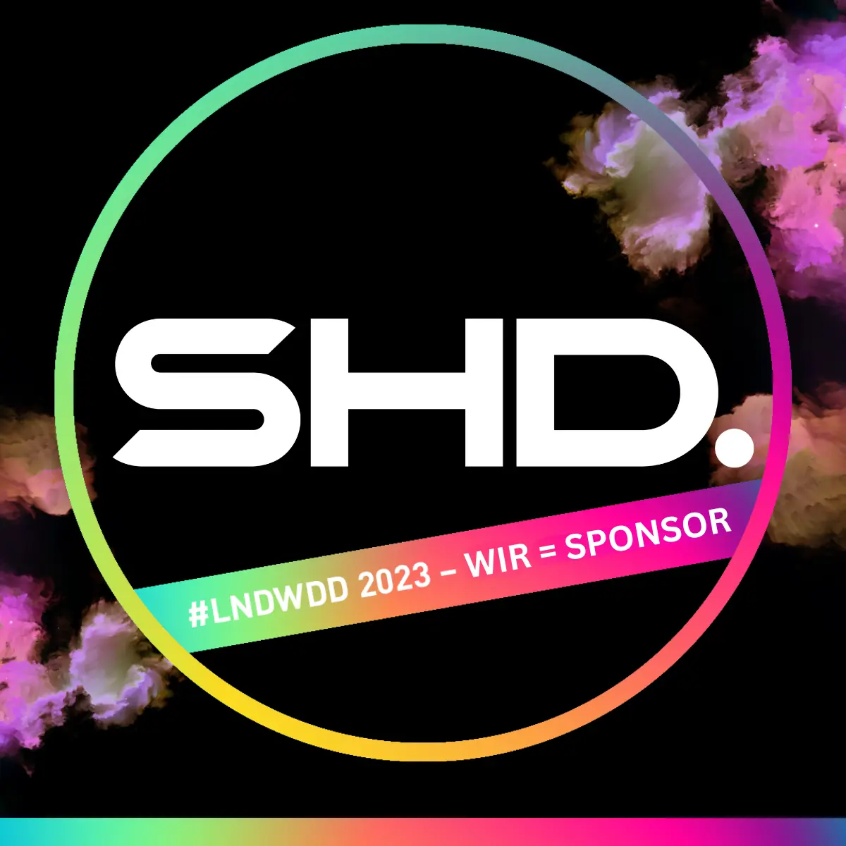 SHD Logo mit dem Hinweis, das SHD Sponsor der Langen Nacht der Wissenschaften 2023 ist.