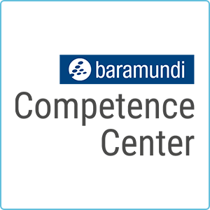 Logo von baramundi, das ein Kompetenzzentrum für IT-Dienstleistungen wie die SHD darstellt.