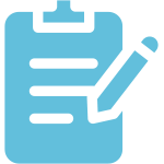 Ein Icon mit einem Klemmbrett samt Stift und Notizen, das klare Schritte bei einem IT-Notfall darstellt.