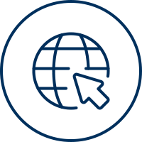 Ein stilisierter Globus mit einem Mauszeiger symbolisiert den Zugriff auf öffentliche IT-Ressourcen und Dienste.