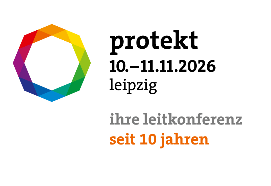 Logo der KRITIS-Konferenz protekt am 10. und 11.11.2026 in Leipzig mit dem Zusatz: Ihre Leitkonferenz seit 10 Jahren