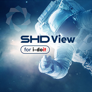 Astronaut im All, zeigt innovatives IT-Management, unterstützt von SHD View for i-doit.